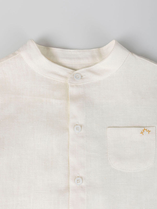 CAMISA CUELLO MAO CON BOLSILLO BLANCO PURO