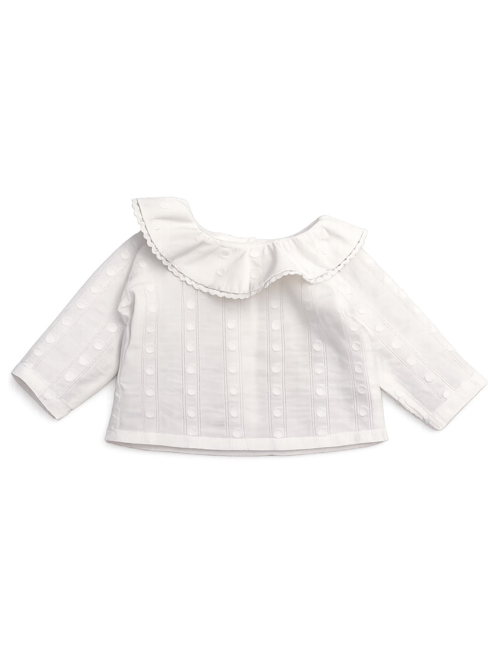 BLUSA ALGODON JAQUARD MOTAS BLANCO PURO