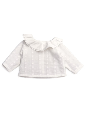 BLUSA ALGODON JAQUARD MOTAS BLANCO PURO