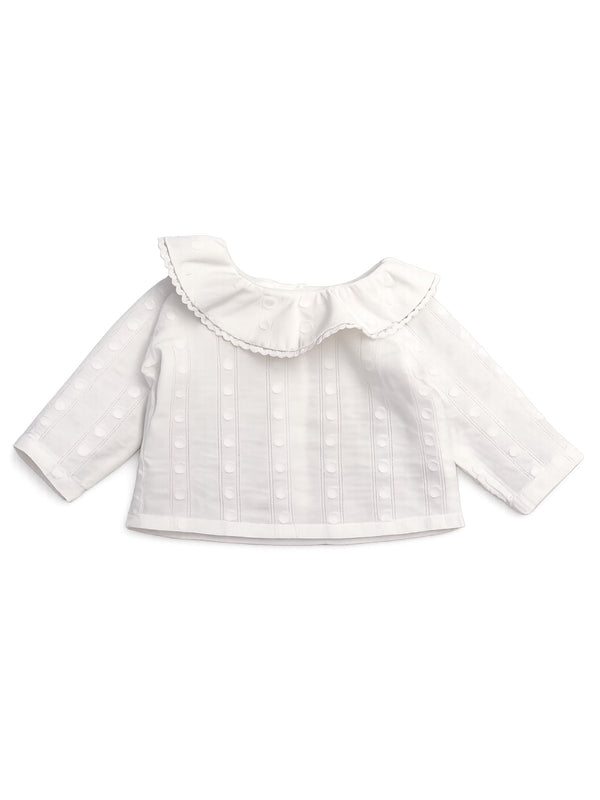 BLUSA ALGODON JAQUARD MOTAS BLANCO PURO