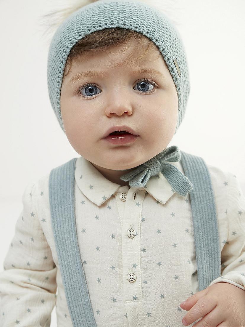 Conjunto de bebé niño de Nanos con camisa, ranita y gorro